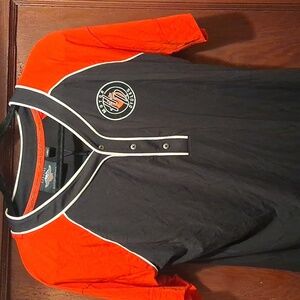 Womens Black and Red Button DShirt